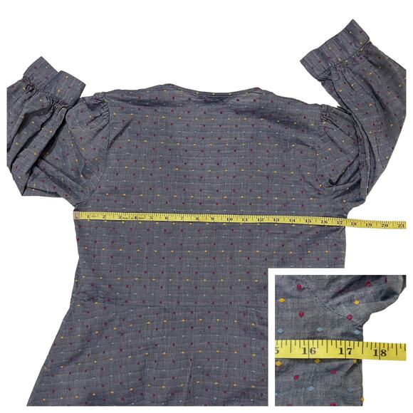 Draper James Embroidered Dot Chambray Wrap Top - Blue - 4 - Picture 8 of 15